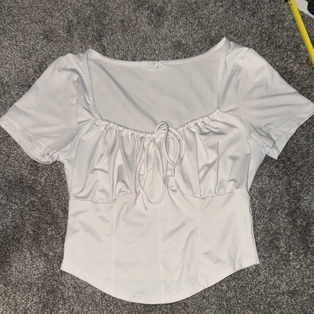 Chic White Gathered Blouse